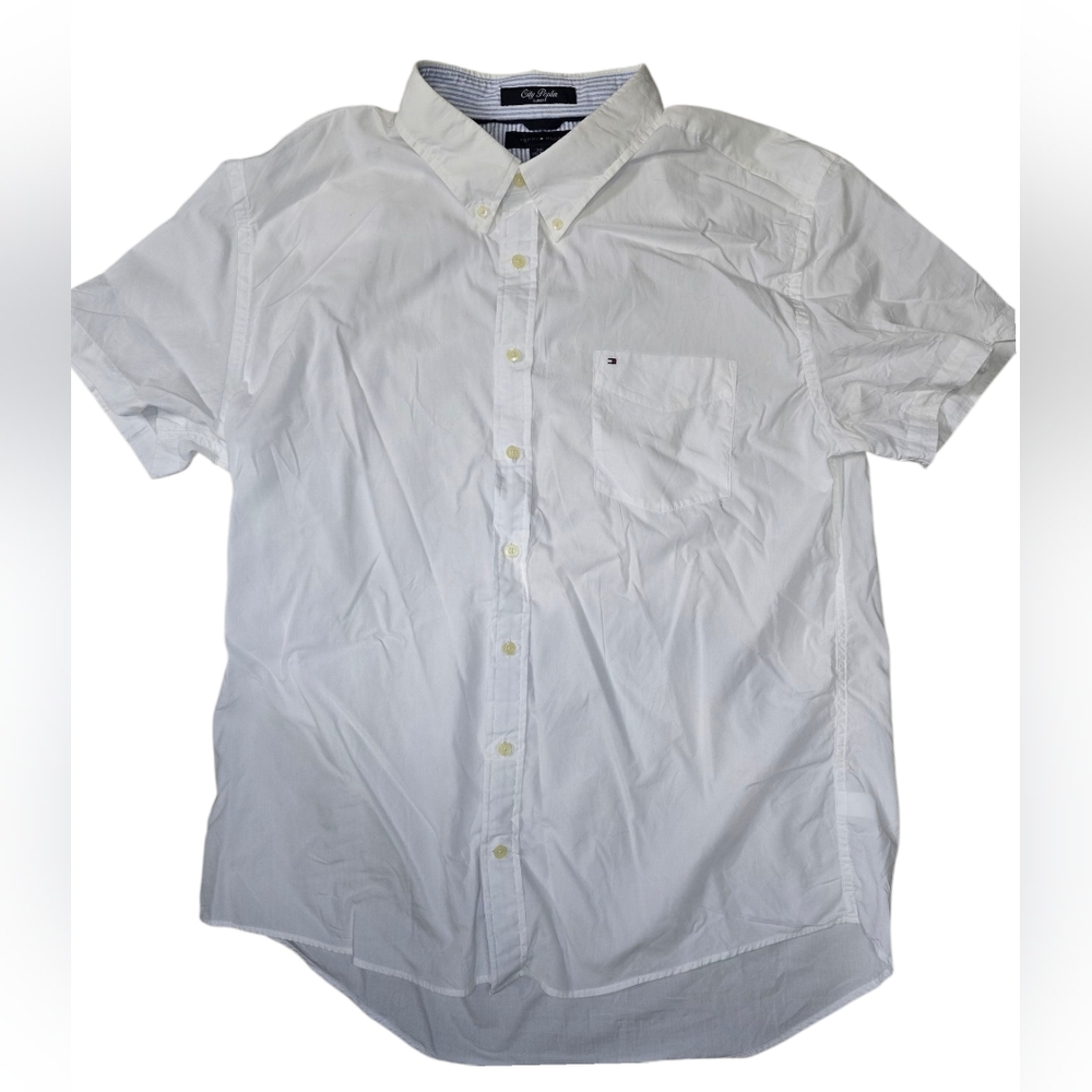Pre-Owned Tommy Hilfiger Men's Size 2XL White Button Down Short Sleeve Shirt